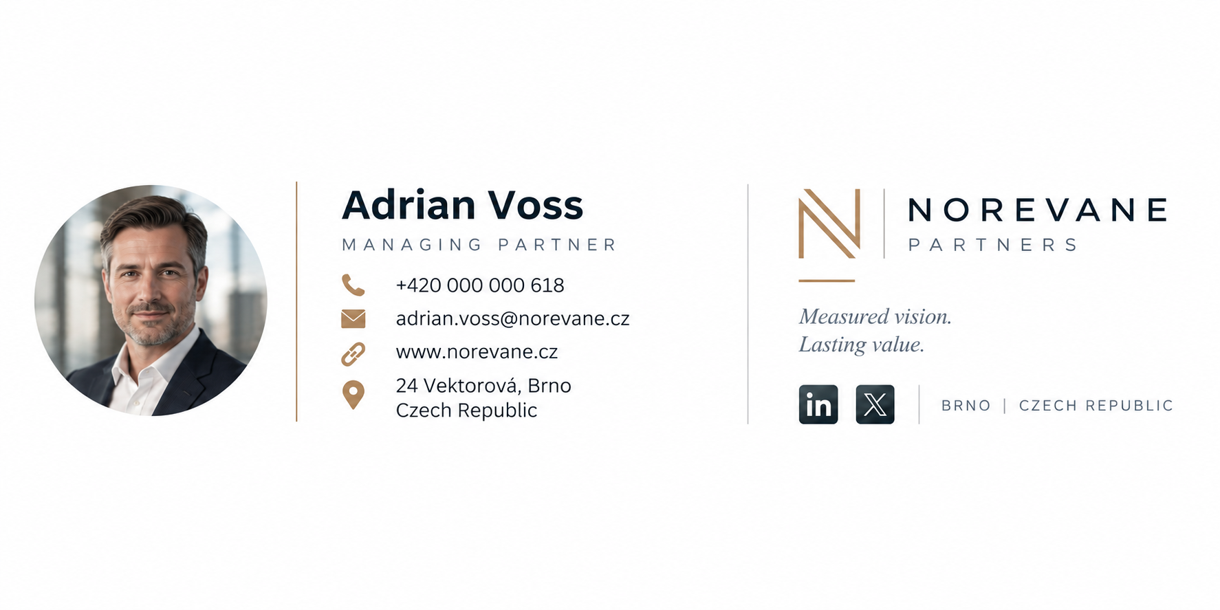 Norevane Partners email signature preview